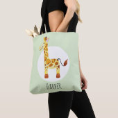 Unisex Waterverf Baby Giraffe Safari met naam Tote Bag (Dichtbij)