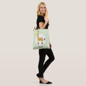 Unisex Waterverf Baby Giraffe Safari met naam Tote Bag (Op model)