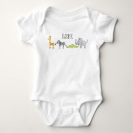 Unisex Waterverf Safari Animal Parade met naam Romper