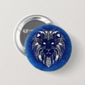 Unisex White Lion met Blue Background Button Pin (Voorkant /achterkant)