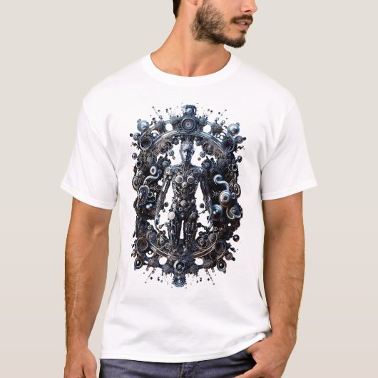 Unisex wit futuristisch AI Symphony T-shirt (Voorkant)