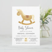 Unisex Yellow Gold Retro Rocking Horse Baby shower Kaart (Staand voorkant)