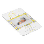 Unisex Yellow Grey Zigzag Hallo World Newborn Magneet (Rechterzijde)