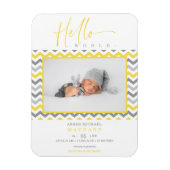 Unisex Yellow Grey Zigzag Hallo World Newborn Magneet (Verticaal)