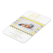 Unisex Yellow Grey Zigzag Hallo World Newborn Magneet (Linkerzijde)