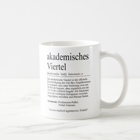 Unispruch "akademisches Viertel" Studenten Koffiemok (Rechts)