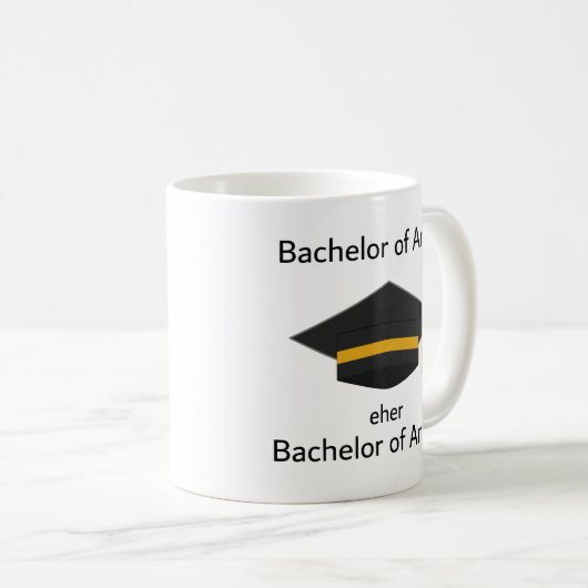 Unispruch "Bachelor of Angst" Geschenk, Studenten Koffiemok (Voorkant rechts)