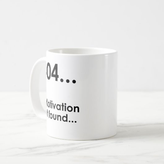 Unispruch "Error404" Geschenk, Studenten Koffiemok (Voorkant links)