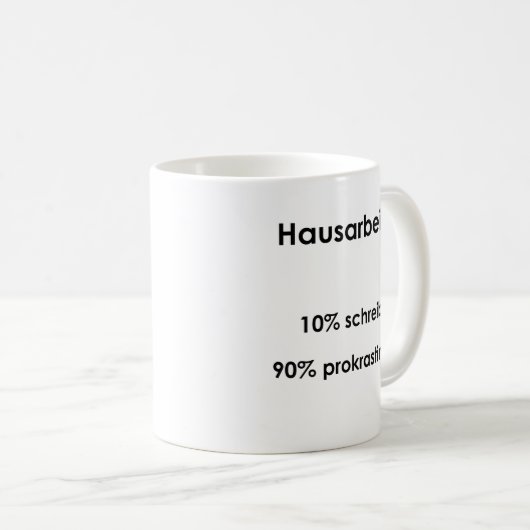 Unispruch "Hausarbeiten" Geschenk, Studenten Koffiemok (Voorkant rechts)