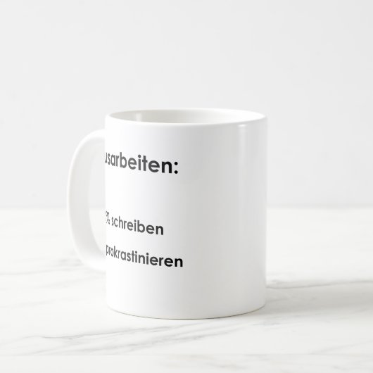 Unispruch "Hausarbeiten" Geschenk, Studenten Koffiemok (Voorkant links)