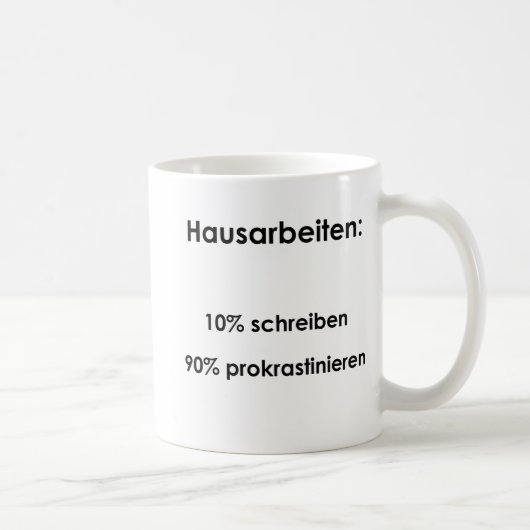 Unispruch "Hausarbeiten" Geschenk, Studenten Koffiemok (Rechts)