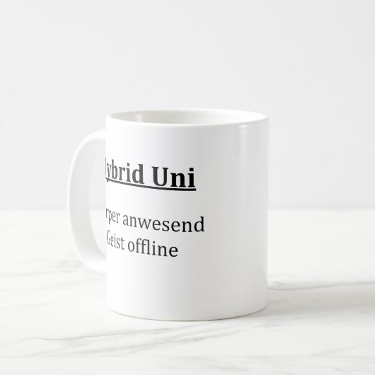 Unispruch "Hybrid Uni" Geschenk, Studenten Koffiemok (Voorkant links)