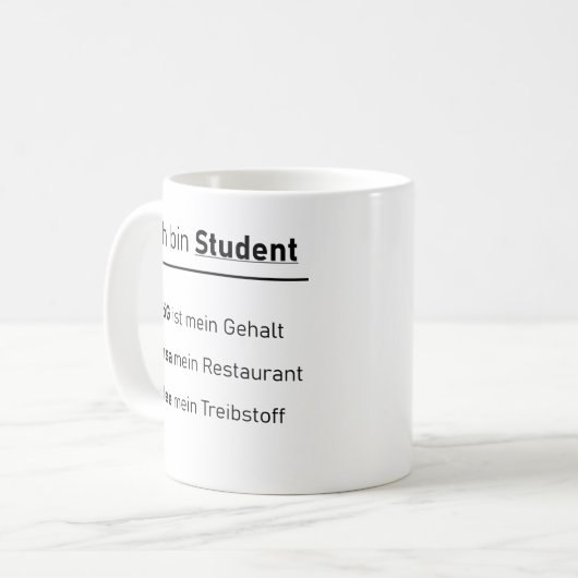 Unispruch "Ich bin Student" Geschenk, Studenten Koffiemok (Voorkant links)