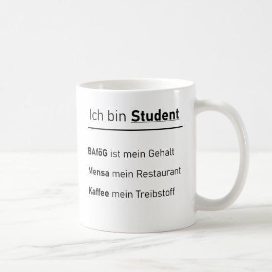 Unispruch "Ich bin Student" Geschenk, Studenten Koffiemok (Rechts)