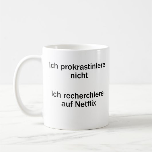 Unispruch "Ich prokrastiniere nicht" Studenten Koffiemok (Links)