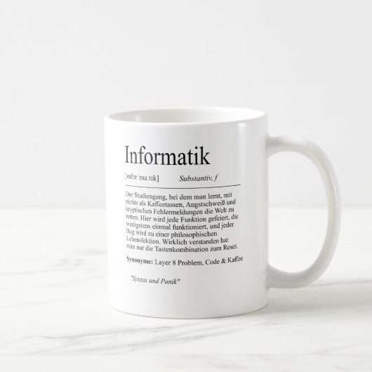 Unispruch "Informatik" Geschenk, Studenten Koffiemok (Rechts)
