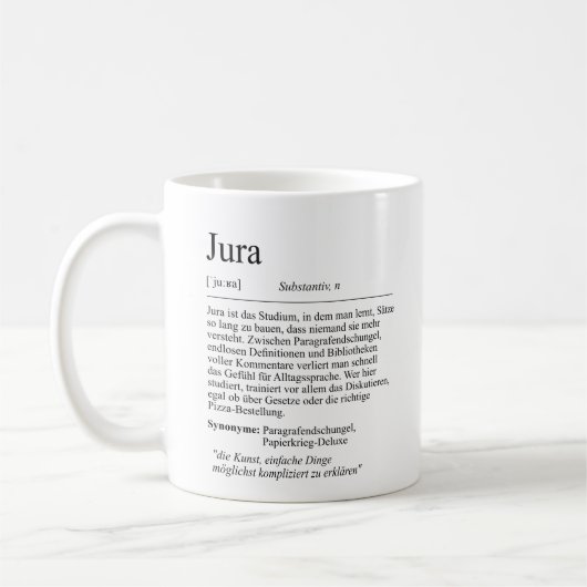Unispruch "Jura" Student Geschenk, Studenten Koffiemok (Links)