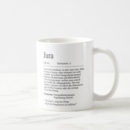 Unispruch "Jura" Student Geschenk, Studenten Koffiemok (Rechts)