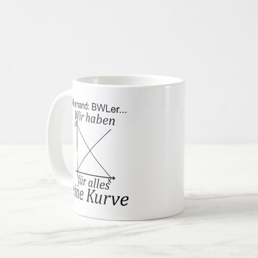 Unispruch "Kurve" Student Geschenk, Studenten Koffiemok (Voorkant links)