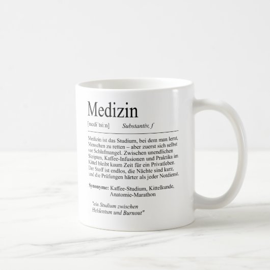 Unispruch "Medizin" Geschenk, Studenten Koffiemok (Rechts)