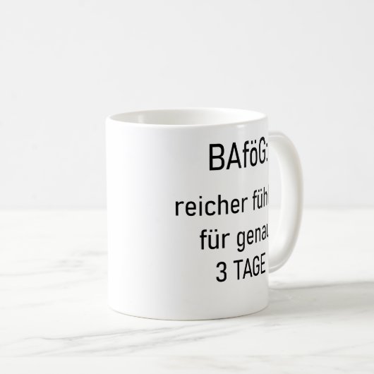Unispruch "reicher für 3d" Geschenk, Studenten Koffiemok (Voorkant rechts)