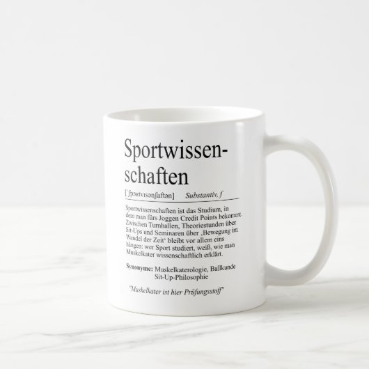 Unispruch "Sportwissenschaften" Studenten Koffiemok (Rechts)