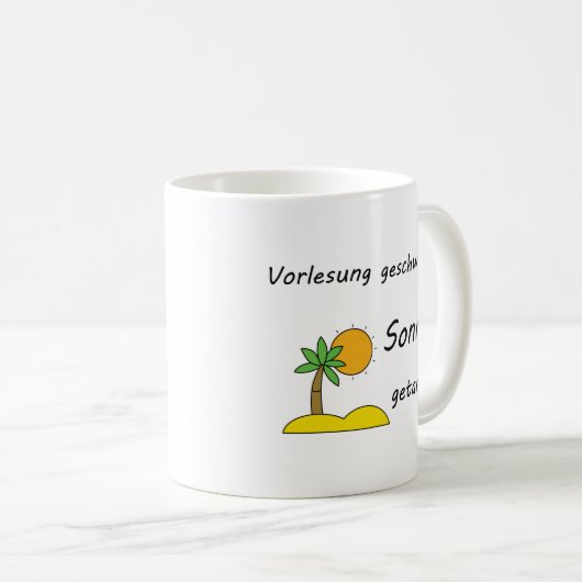 Unispruch "Strandpflicht" Geschenk, Studenten Koffiemok (Voorkant rechts)