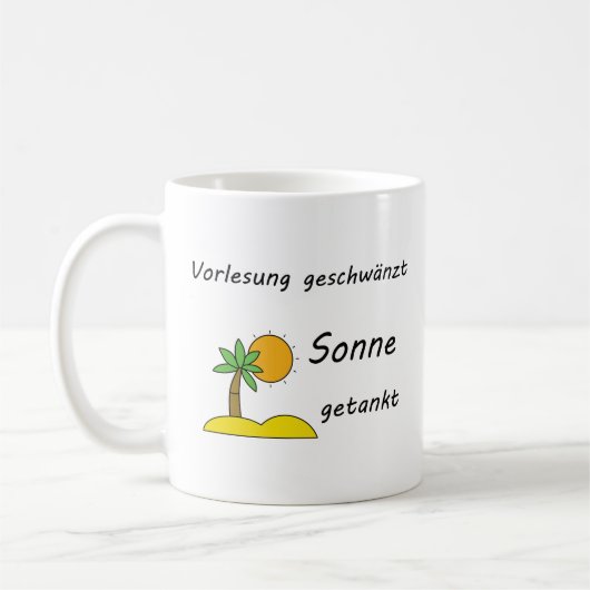 Unispruch "Strandpflicht" Geschenk, Studenten Koffiemok (Links)