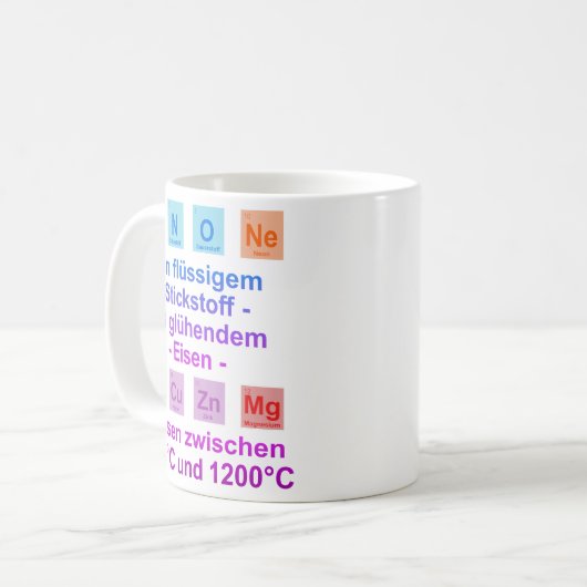 Unispruch "Temperatur" Student Geschenk, Studenten Koffiemok (Voorkant links)
