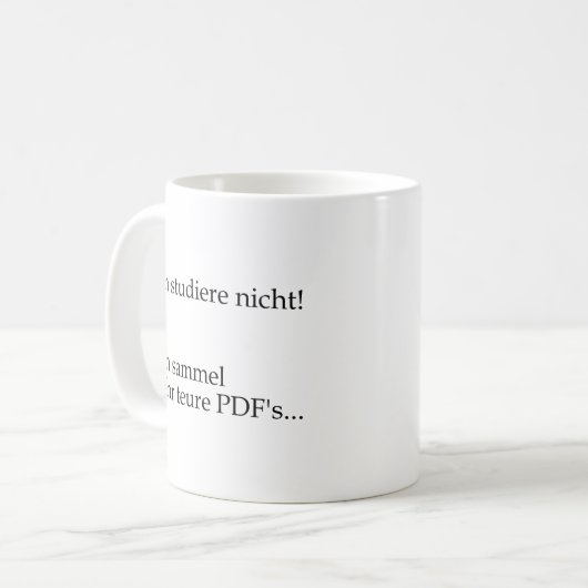 Unispruch "teure PDFs" Geschenk, Studenten Koffiemok (Voorkant links)