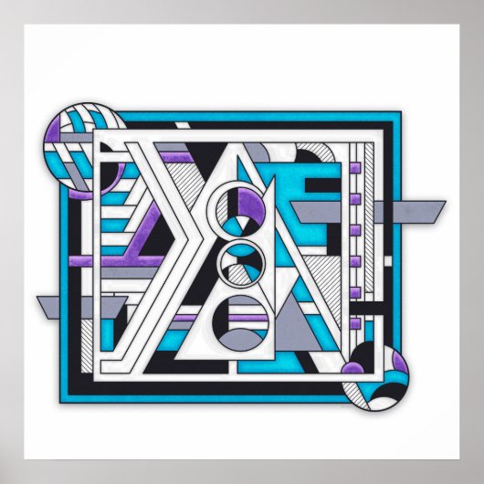 Unit 124 - Retro-futuristisch geometrisch ontwerp Poster (Voorkant)