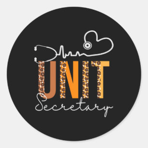 Unit Secretary Leopard Hartslag Waardering Vrouwen Ronde Sticker