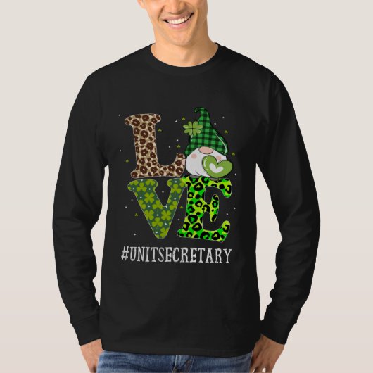 Unit Secretary Love St Patricks Day Gnome Leopard  T-shirt (Voorkant)
