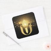 Unitair goud van het universalisme gloeit vierkante sticker (Envelop)