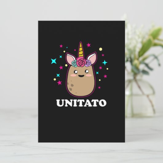 Unitato Unicorn Potato Cute Funny Vegetable Fries Bedankkaart (Staand voorkant)