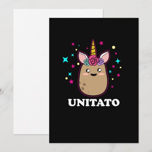 Unitato Unicorn Potato Cute Funny Vegetable Fries Bedankkaart (Voorkant / Achterkant)
