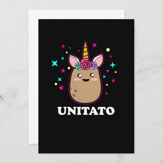 Unitato Unicorn Potato Cute Funny Vegetable Fries Kaart (Voorkant / Achterkant)