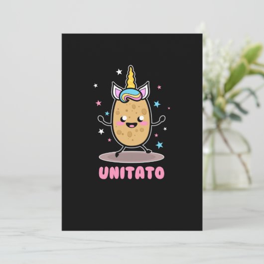 Unitato Unicorn Potato Cute Funny Vegetable Fries Kaart (Staand voorkant)