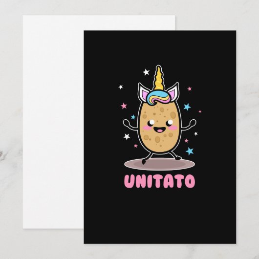 Unitato Unicorn Potato Cute Funny Vegetable Fries Kaart (Voorkant / Achterkant)