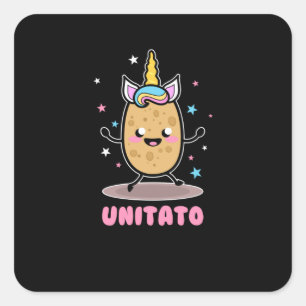 Unitato Unicorn Potato Cute Funny Vegetable Fries Vierkante Sticker