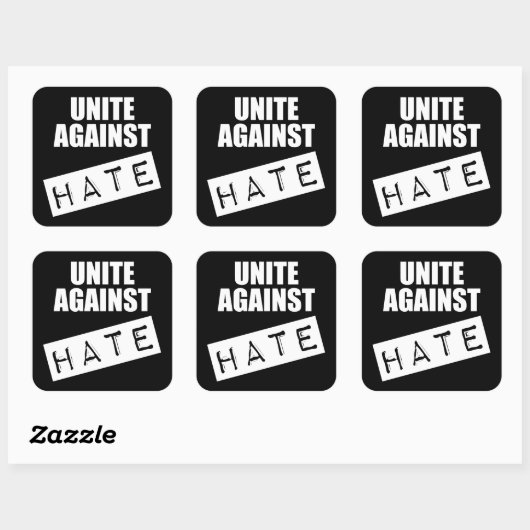 Unite against Hate Vierkante Sticker (Vel)