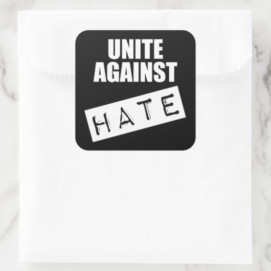 Unite against Hate Vierkante Sticker (Tas)