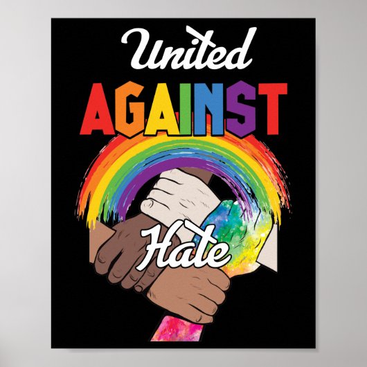 United Against Hate Black Melanin Rainbow Hand Poster (Voorkant)