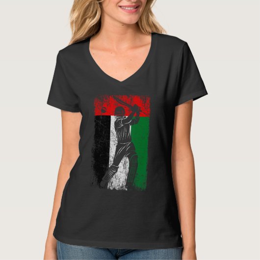 United Arab Emirates Flag Cricket Fan Player Coach T-shirt (Voorkant)