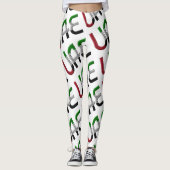 United Arab Emirates Flag Typography Pattern Leggings (Voorkant)