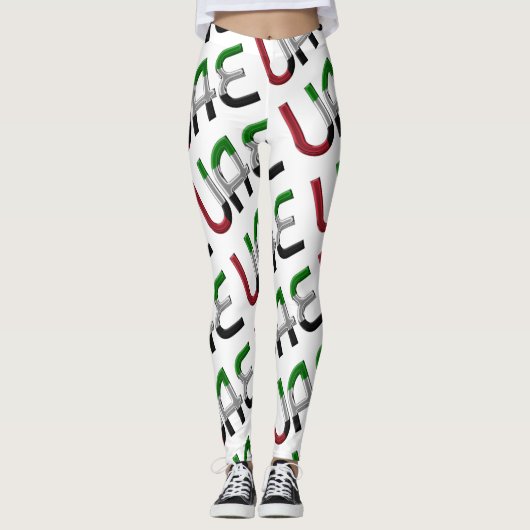 United Arab Emirates Flag Typography Pattern Leggings (Voorkant)