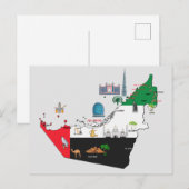 United Arab Emirates-kaart Briefkaart (Voorkant / Achterkant)
