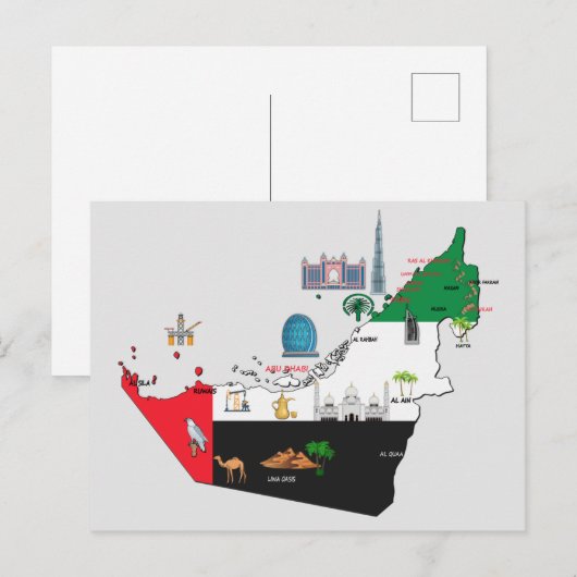 United Arab Emirates-kaart Briefkaart (Voorkant / Achterkant)