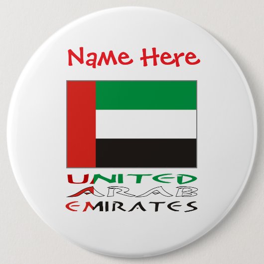 United Arab Emirates UAE Flag Red Personalize Name Ronde Button 6,0 Cm (Voorkant)