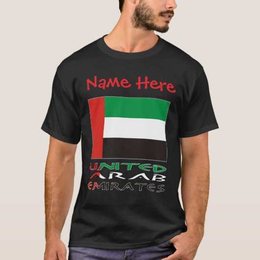 United Arab Emirates UAE Flag Red Personalize Name T-shirt (Voorkant)